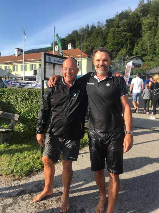   Après le bain des champions du monde : Markus Wieser et Thomas Auracher