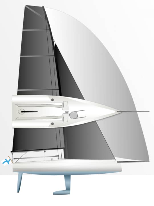 Powerful sail plan for plenty of performance: the rig is roughly in the centre of the hull length. The J-measurement is as long as possible for a large jib. The main boom even protrudes slightly over the stern.