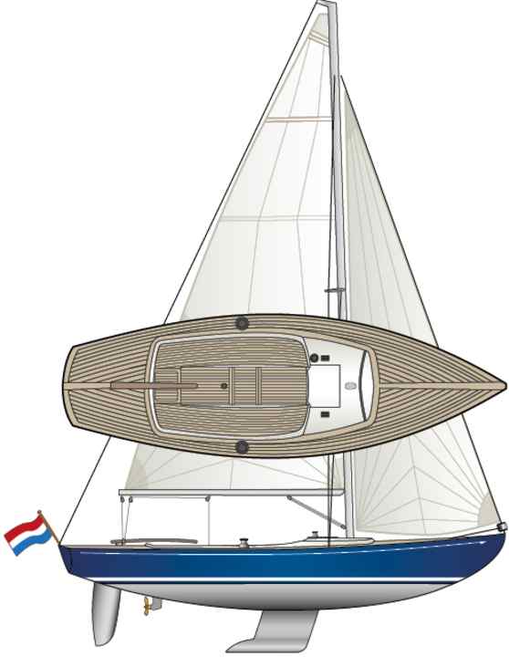 Cuddly appearance. The pronounced spoon bow and the positive stern characterise the look. The sail area is quite small