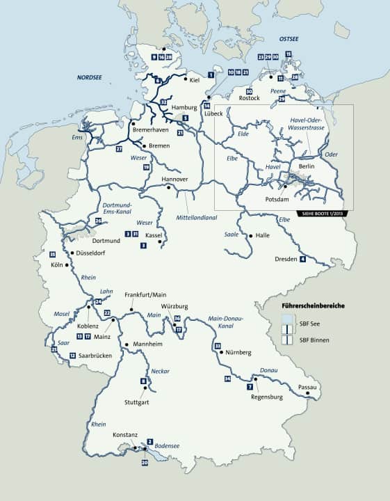   Overview map: Chartering in Germany