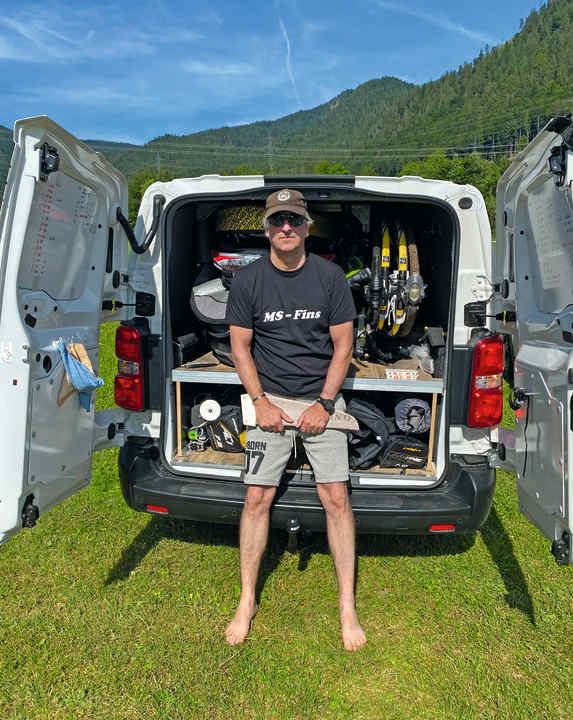 Michael Still in front of his "workshop trolley".