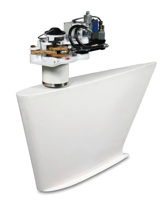 Active fins counteract the rolling movements of the boat under computer control