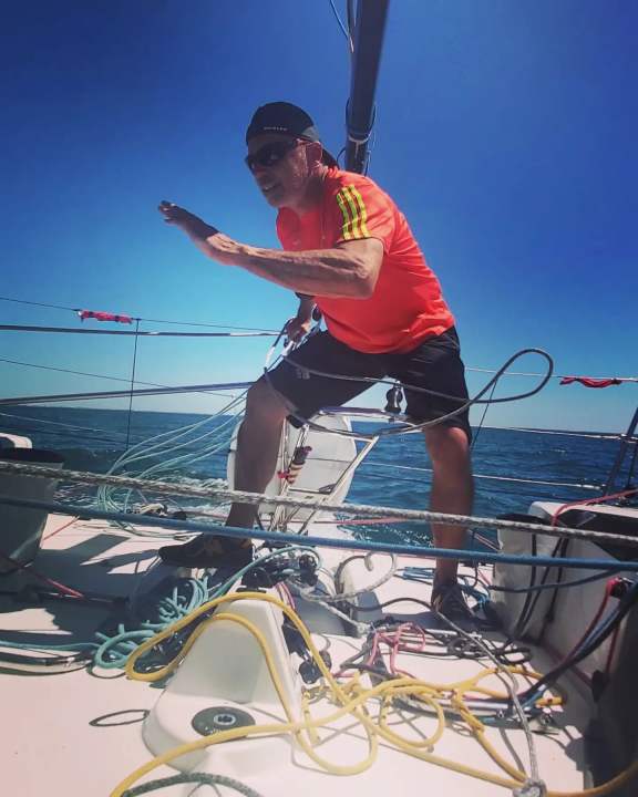 Jörg Riechers in action on his "Alva Yachts"