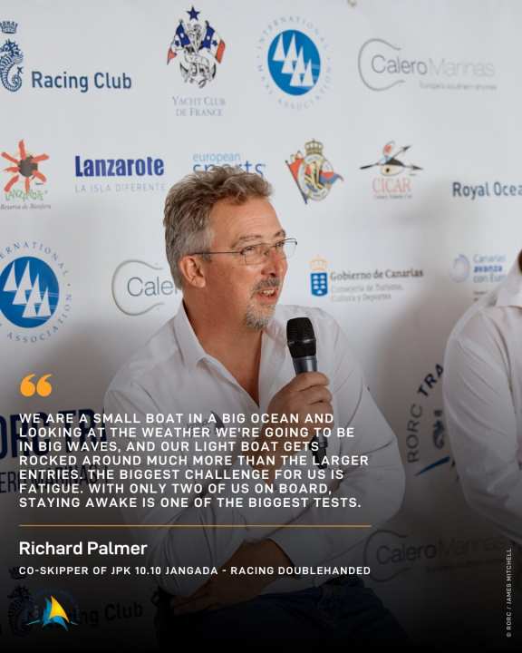   "The toughest test for a two-man crew is to stay awake," said "Jangada" co-skipper Richard Palmer before the start