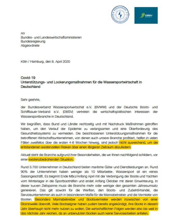   "Situazione di pericolo per l'esistenza": lettera di Corona da BVWW e DBSV