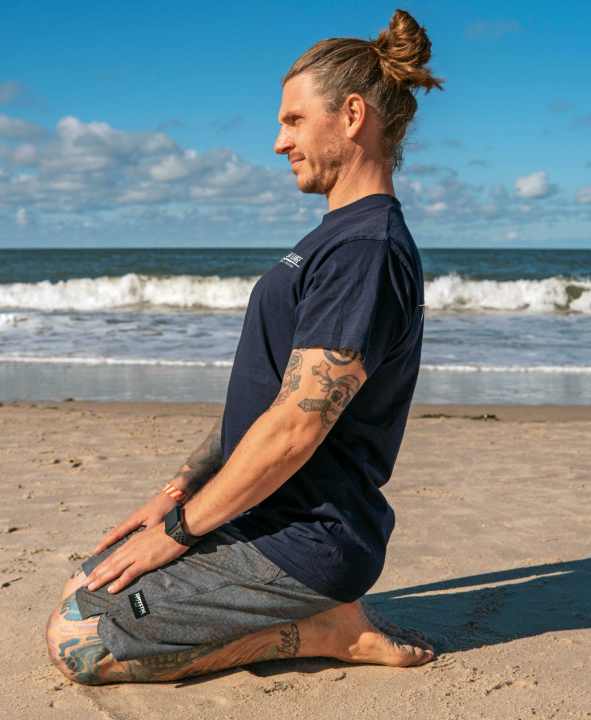 The Hero Pose stretches the ligaments slowly and effectively.