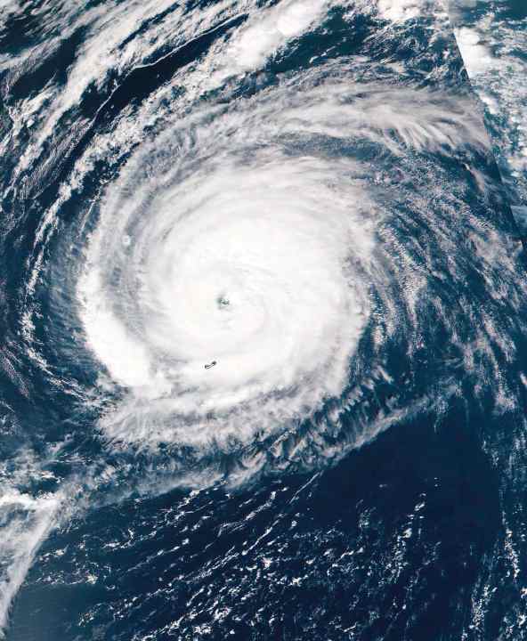 A hurricane photographed from space