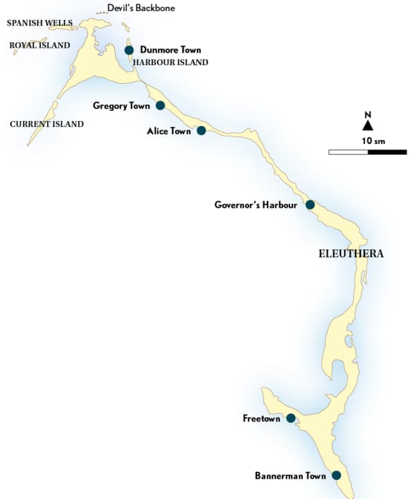 Map of Eleuthera, part of the Bahamas | Map: YACHT