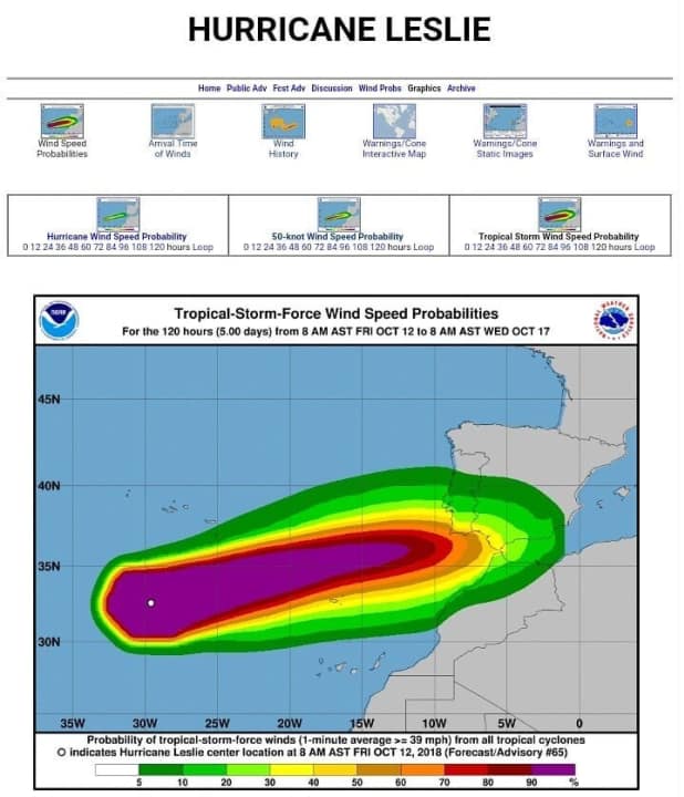   Hurricane Leslie holds us captive
