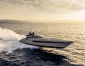 "Darth Vader": When the 22.27 metre long and 52 tonne displacing glass fibre Kevlar construction shoots across the blue at up to 50 knots, the bow thruster can soak up the sun