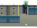 Empty chamber: The three illustrations on this page show a schematic representation of the three steps of a mountain lock - i.e. upstream. The lower gate 2 is open for entry from underwater 1, but the upper gate 4 with its gates is closed