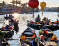 Boats on the Thu Bôn in the historic centre of the port city of Hôi . An, which once lay on the legendary Silk Road