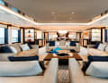 Main deck aft: Sinot has dedicated a separate palette to each deck. In the large saloon, silvery grey and shades of blue dominate the colour scheme