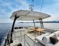 On the flybridge, the wet bar and driving position are part of the typical Prestige equipment