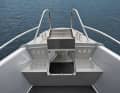 To the north, you moor over the bow, which is why there is a step with a pulpit here. Below this is a storage compartment for the anchor