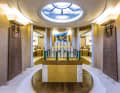 Guests reach their cabins through the lobby on the lower deck