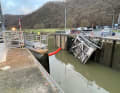 Both gate wings of the Müden lock have been completely torn from their anchoring and deformed
