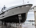 The aluminium construction with a maximum displacement of 455 tonnes was launched from a floating dock in front of the shipyard halls in Genoa's Sestri Ponente district.