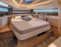 The double berth in the forward cabin is comfortably upholstered