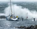 At the Olympic Harbour in Kiel-Schilksee, the jetty is being washed over by the rising water. Soon it will no longer offer any protection