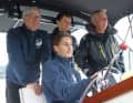 Stefan Hebinger (left) takes part in training with his two sons Timon and Silas (at the wheel)