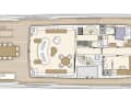 Upper deck: Benetti converts the study opposite the captain's cabin into a sixth guest cabin on request