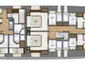 Lower deck: An unusual layout for its size with five guest cabins and a VIP suite at the very front
