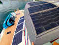 The bimini is hardly ever folded away. The area can be used to generate electricity