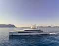 Makes a small wave: Philippe Briand designed an extremely efficient hull for the 66 metre long steel-aluminium construction. The two main diesels burn 280 litres per hour at twelve knots. Top speed is reached at four knots more