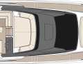 Fly: 40 square metre sun deck with lounge, dining table, free-standing bar and second steering position, protected by a hardtop with glass panes