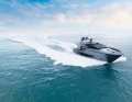 Trick: shimmering metallic surfaces emphasise the flowing contours of the hull. At the same time, they soften the contrast with the dark windows.