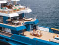 When the large tender is in the water, we eat outside