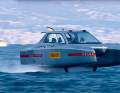 The Italian team's hydrogen-powered chase boat ...