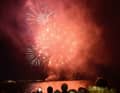 Fire magic at the turn of the year: The Bregenz New Year's Eve fireworks are reflected in Lake Constance, watched from on board the "Alpenstadt Bregenz"