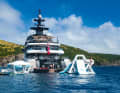 Fun pool: The crew of the 95-metre "Whisper" (Lürssen, 2024) has taken the toys out of the garage.  Including inflatable slides.