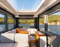 The interior of the Wayfinder 38 with all the options such as the small galley and the extra sofa.