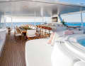 Lunch paradise: The owners prefer to enjoy their lunch at the dining table on the Sundeck.
