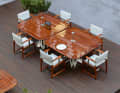 Glossy mahogany meets shimmering stainless steel ...