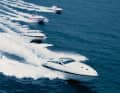 The Pershing fleet in the early 1990s, still in white at the time. In the foreground, the Pershing 70 flagship at the time.
