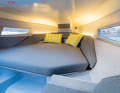 Two adults can sleep comfortably on the bed in the forward area. Ventilation is possible via the hull windows on both sides.