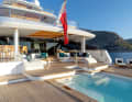 ... the stern area becomes a 14 metre wide beach and a dance floor when the pool is covered.