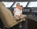 Favourite spot: Owner Konrad Schnyder and his wife Trudy on the bridge of the Heesen boat "Cinderella Noel IV", which was launched in 2024. The owner is personally responsible for steering and navigation.