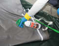 Step 1: The Power Cleaner contains chlorine and should be sprayed evenly onto the dry cloths.