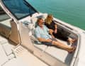 Two sun loungers in the bow are perfect for relaxing and also provide comfortable seating whilst underway.