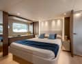 The owner’s cabin, with an en-suite bathroom and dressing room, is spacious.