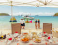 The 15 metre long chaseboat from Anvera takes guests to a festive beach dinner at 50 knots