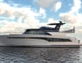 Super Lauwersmeer SLX54: Genuss mit allen Annehmlichkeiten und das Beste aus offenem Cockpit, Achterkajüte und Flybridge versprechen die Stahlyachtbauer und feiern ihr innovatives Unterwasserschiff, eine Mischung aus Verdränger und Gleiter, als eine Revolution, die die 16,5 m lange SLX54 12 kn schnell macht.