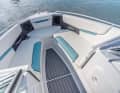 The U-shaped sofa in the bow area ...
