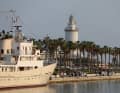 Málaga's city harbour with lighthouse