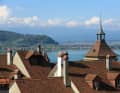 Blick von der Stadtmauer über die Altstadt von Murten